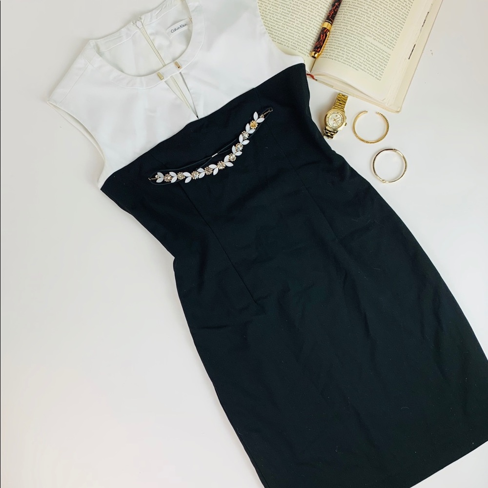 Calvin Klein Business Casual Black and White Dress